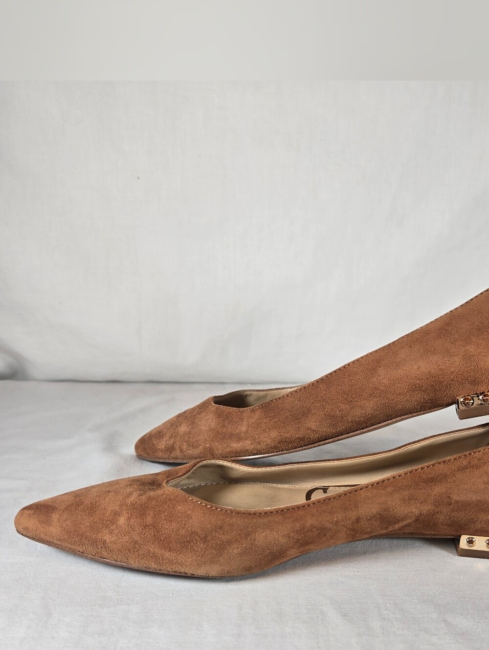 Sam Edelman Reyanne Suede Spike Pointed Toe Flats Chestnut Brown Women's 7M - Picture 3 of 5